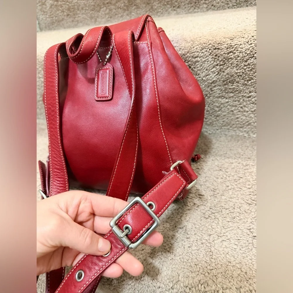 Vintage Coach Legacy Drawstring Leather Backpack dark red leather Style #9569 - Picture 8 of 15